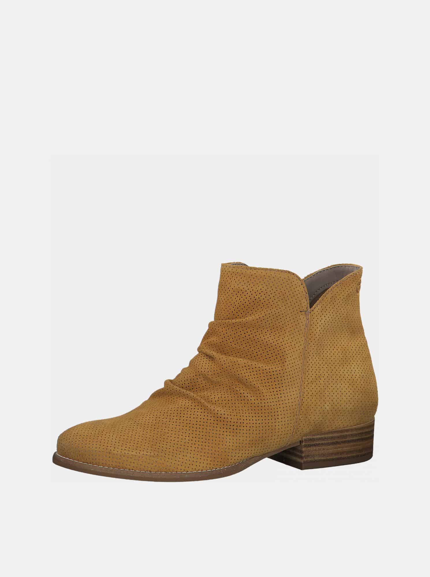 Tamaris hořčicové kotníkové semišové boty