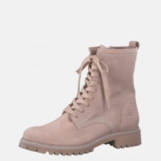 Tamaris růžové kožené kotníkové boty