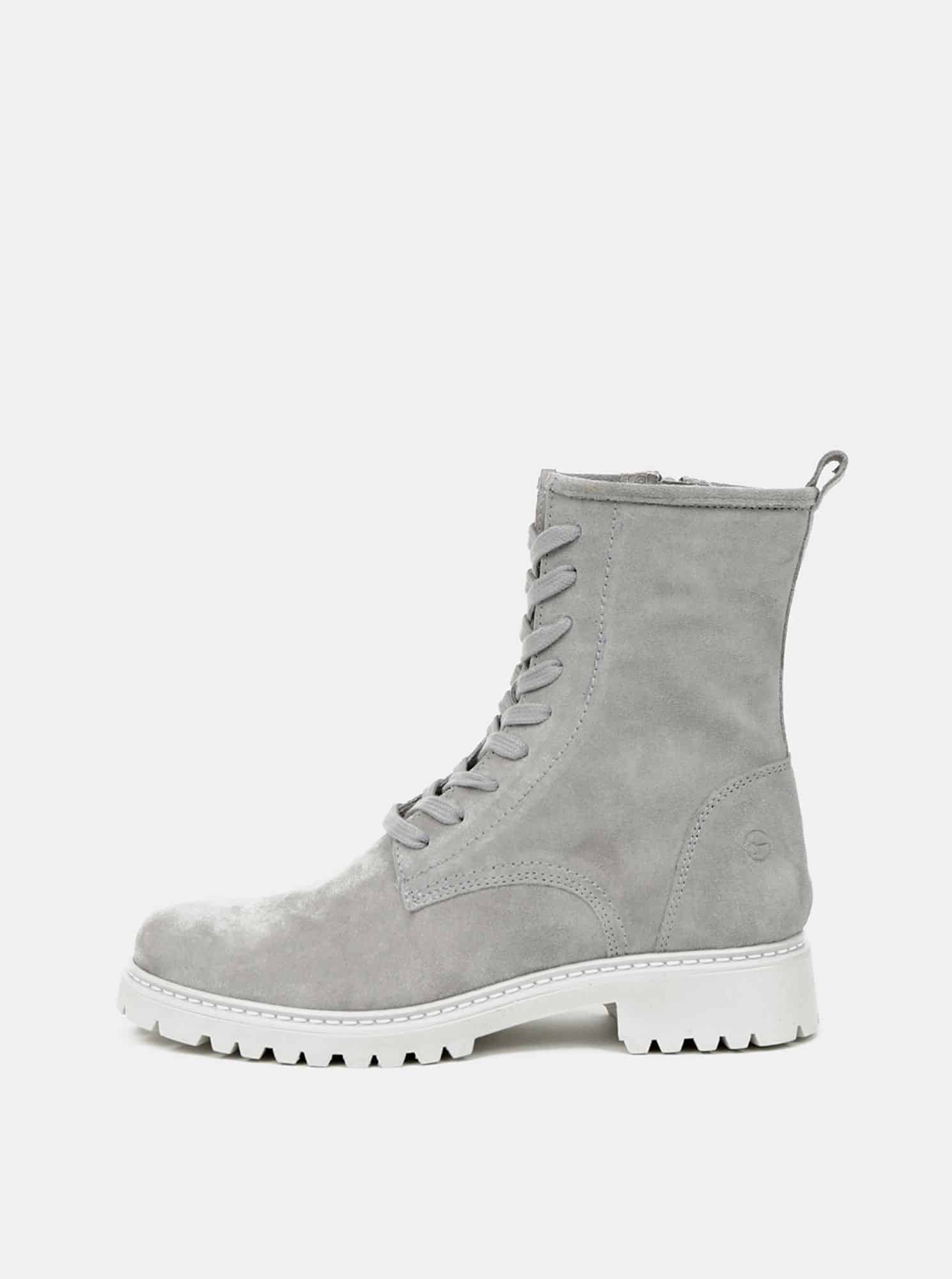 Tamaris šedé semišové kotníkové boty