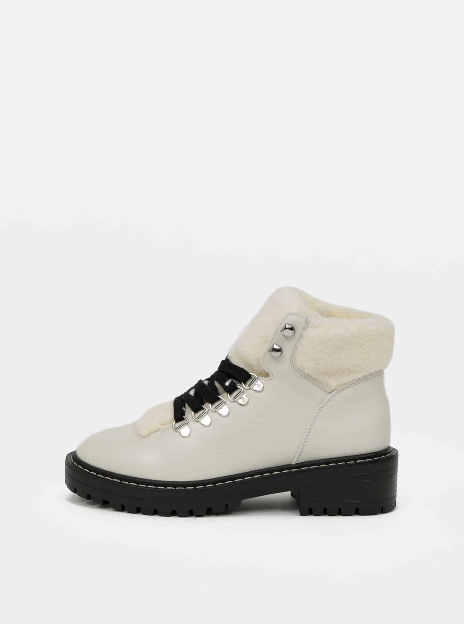 Krémové kotníkové zimní boty ONLY