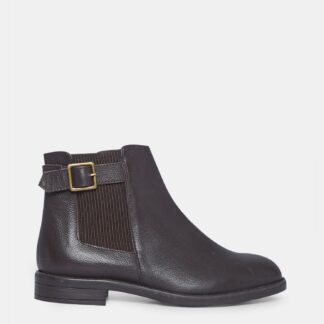Tmavě hnědé kožené chelsea boty Dorothy Perkins