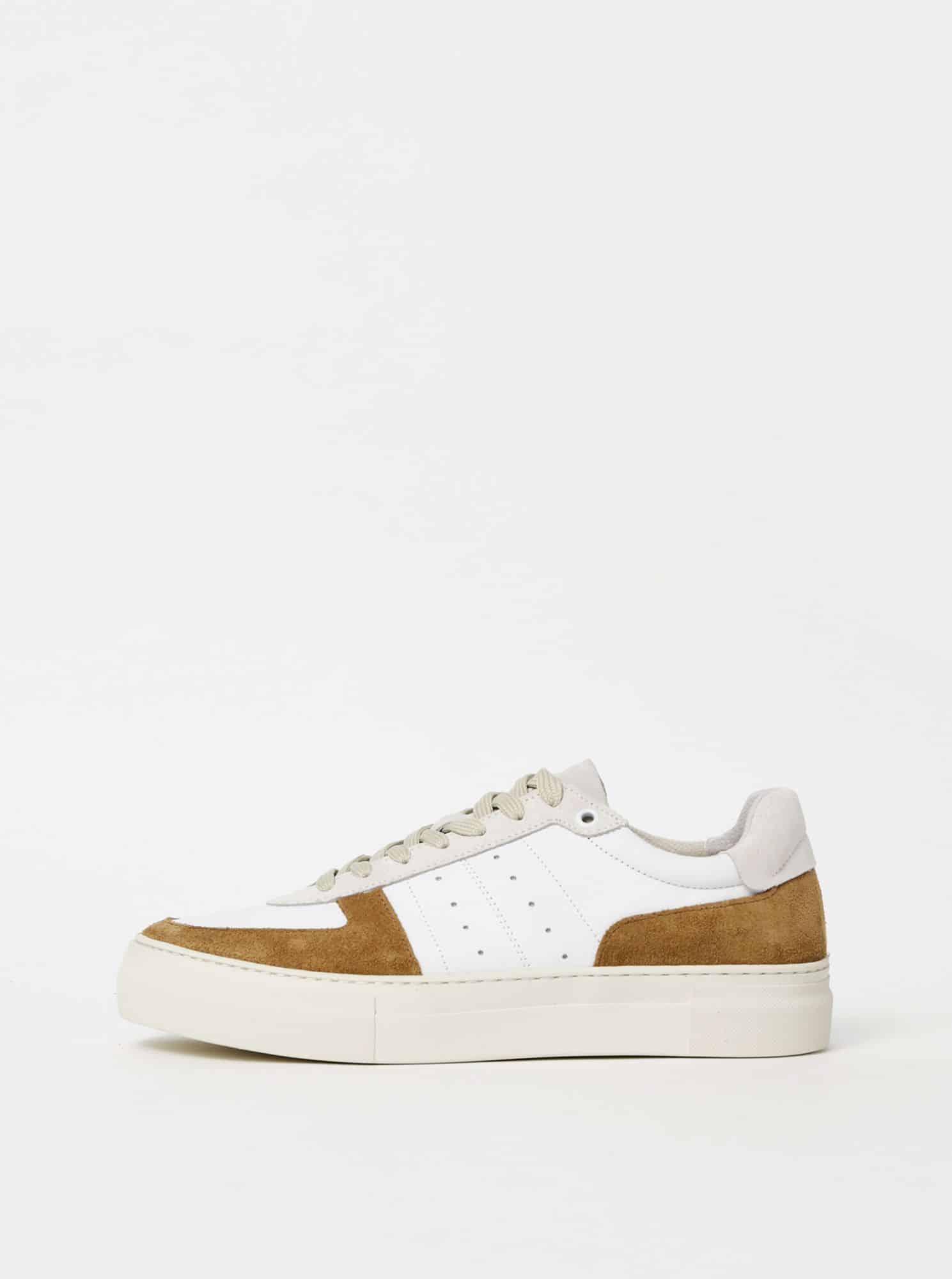 Selected Homme hnědo-bílé pánské kožené tenisky Duran