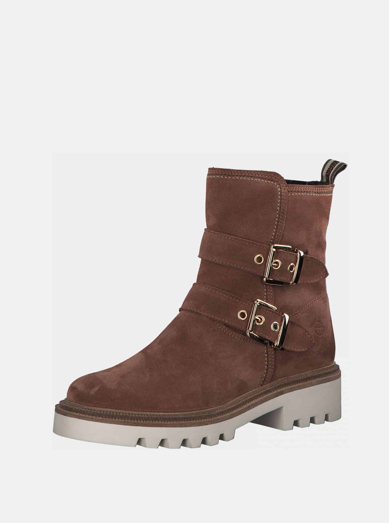 Hnědé kožené kotníkové boty Tamaris