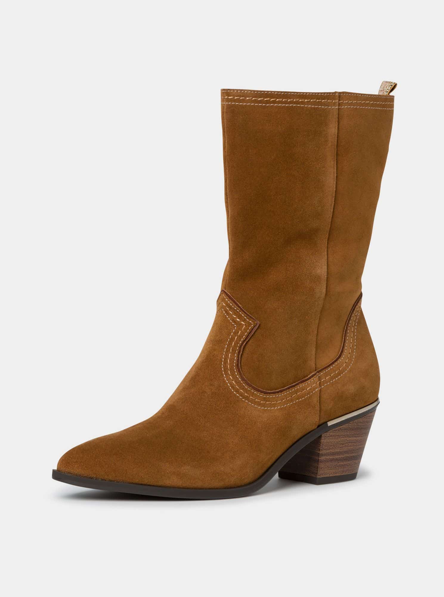 Tamaris hnědé semišové kozačky