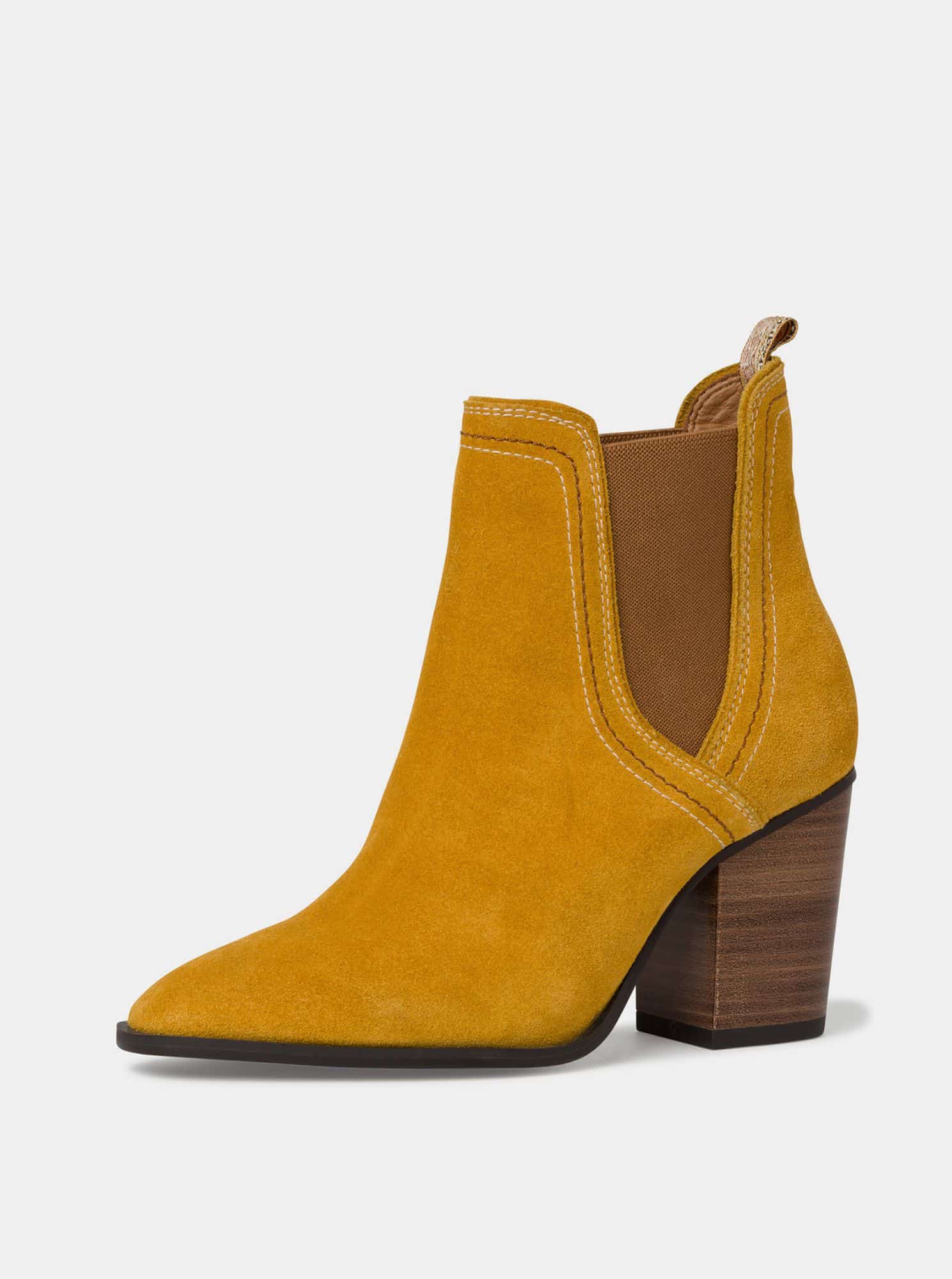 Tamaris hořčicové semišové kotníkové boty