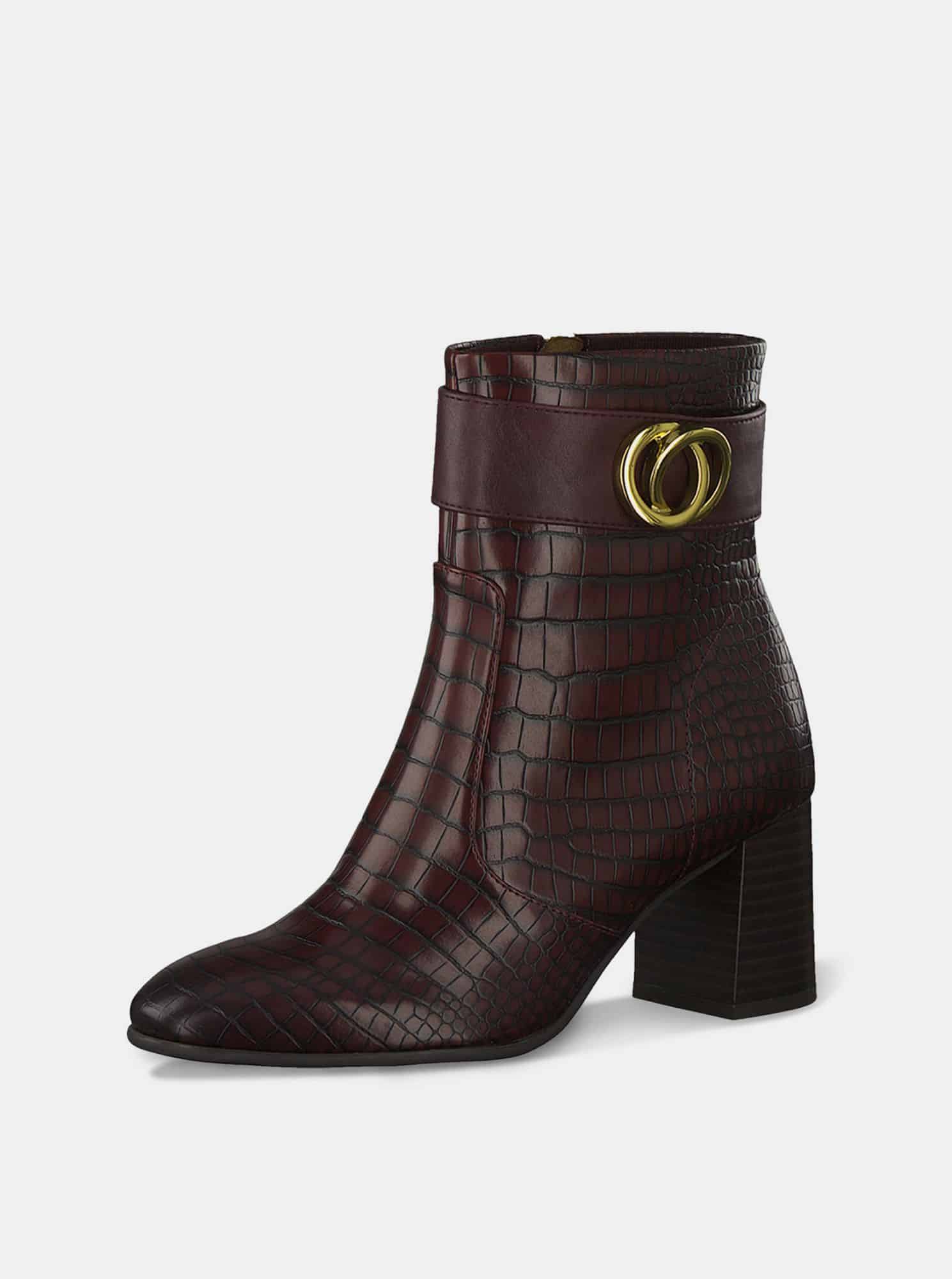 Tamaris vínové kotníkové na podpatku