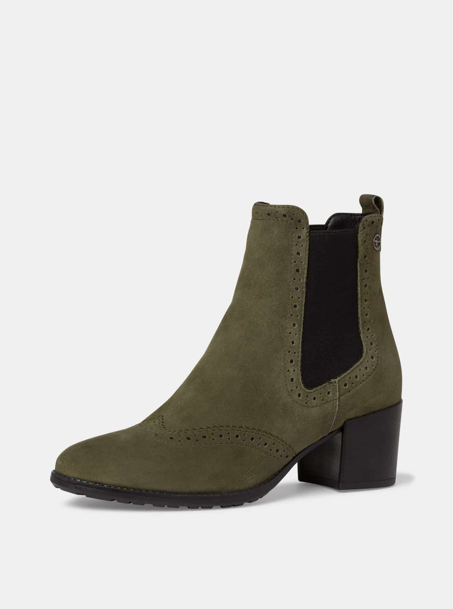 Khaki semišové kotníkové boty Tamaris