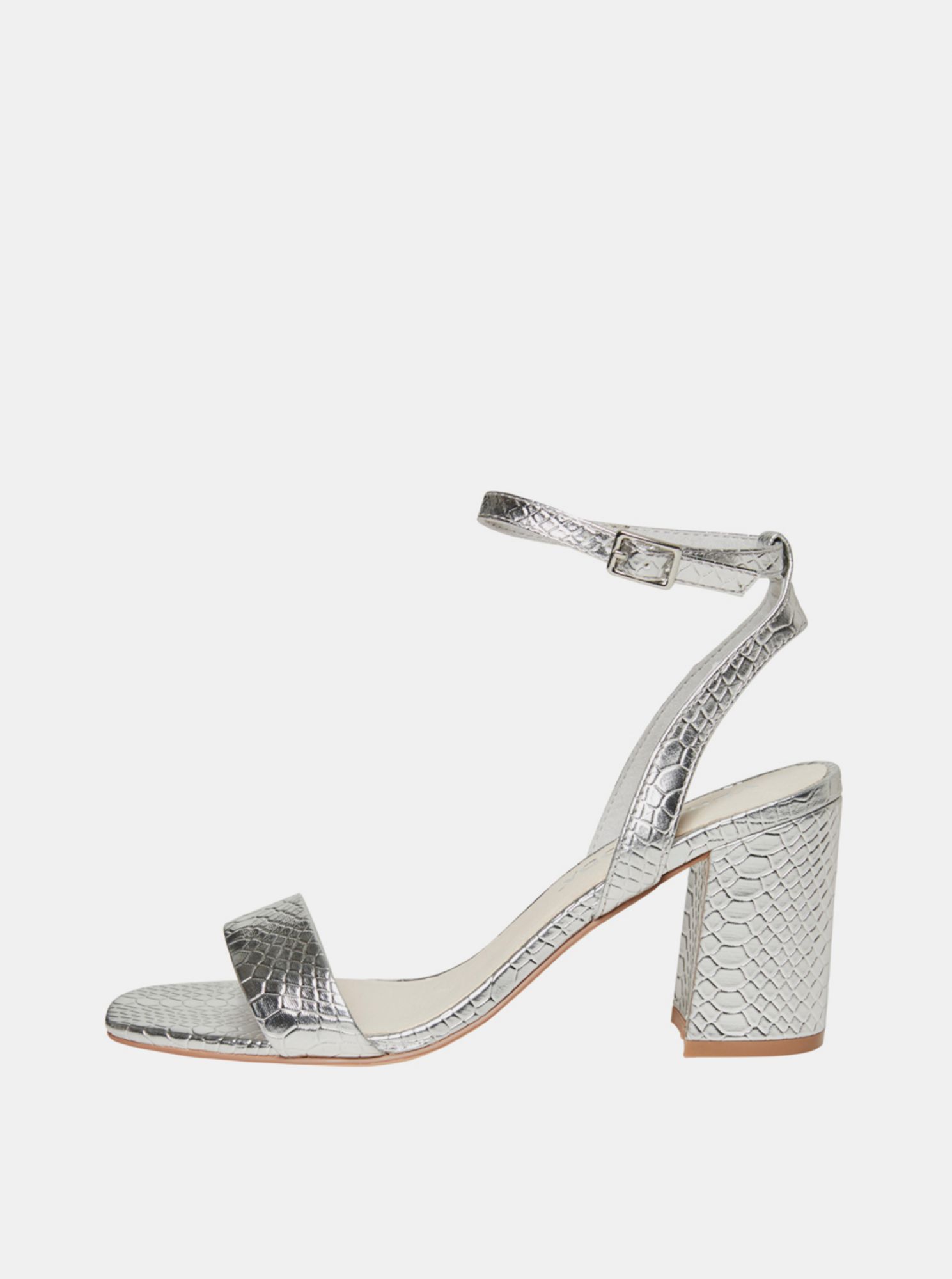 Sandálky s hadím vzorem ve stříbrné barvě VERO MODA Liva