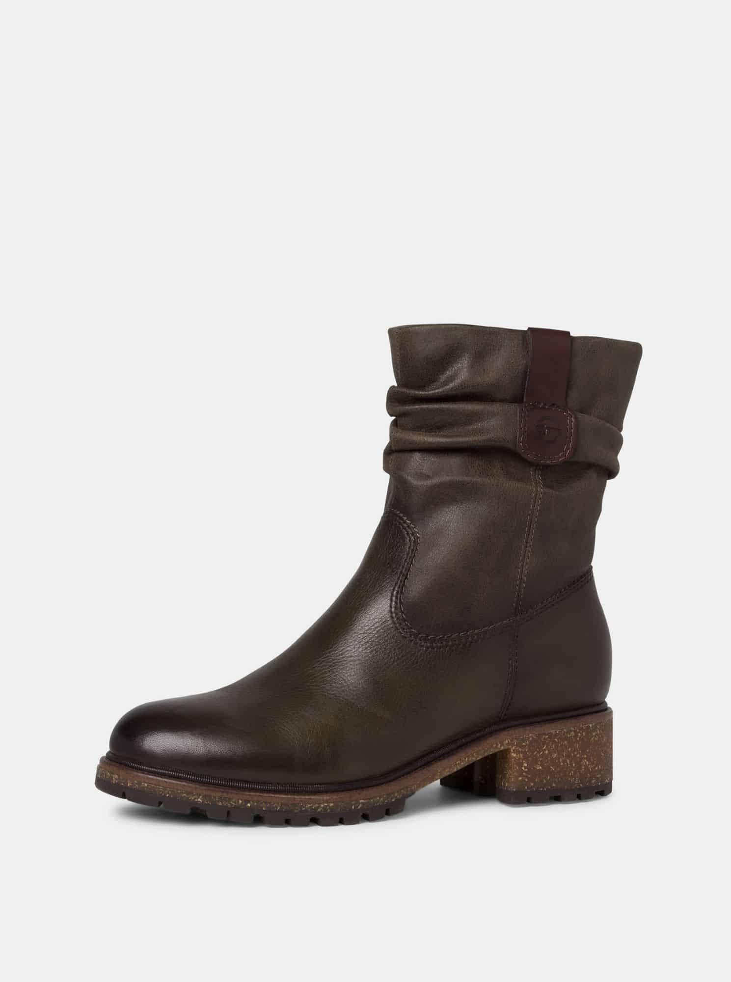 Tamaris hnědé kotníkové kožené boty