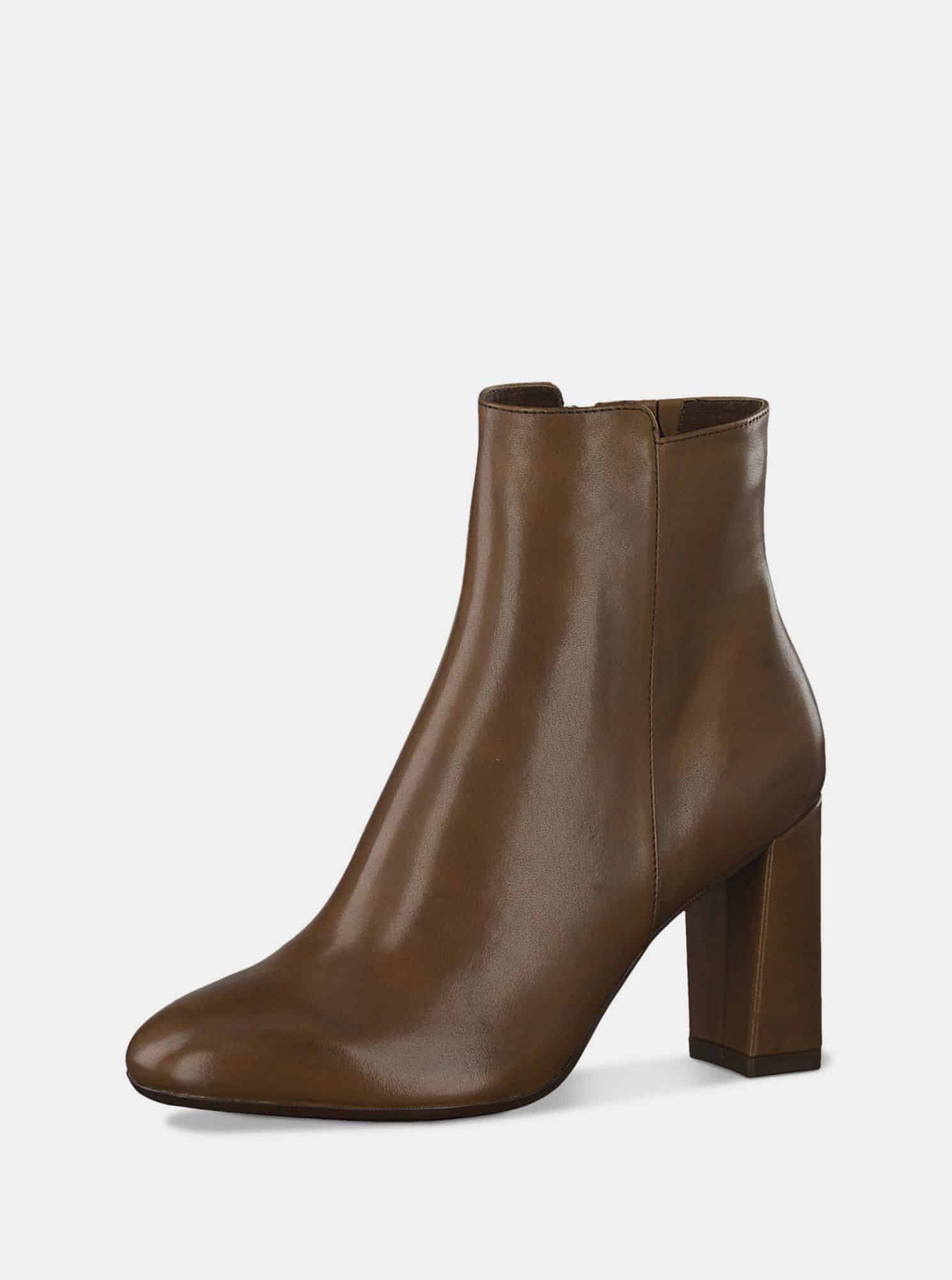 Tamaris hnědé kotníkové kožené boty