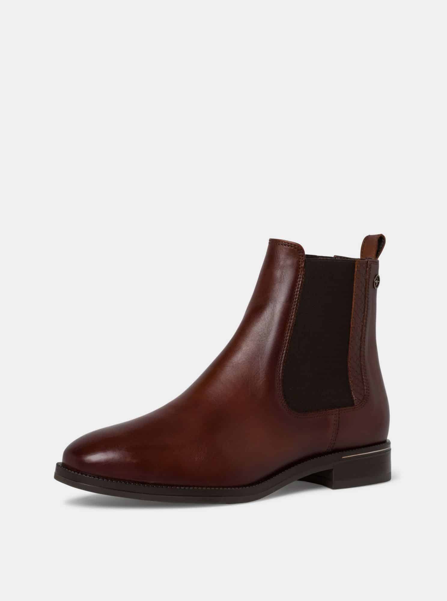 Tamaris hnědé kotníkové kožené boty