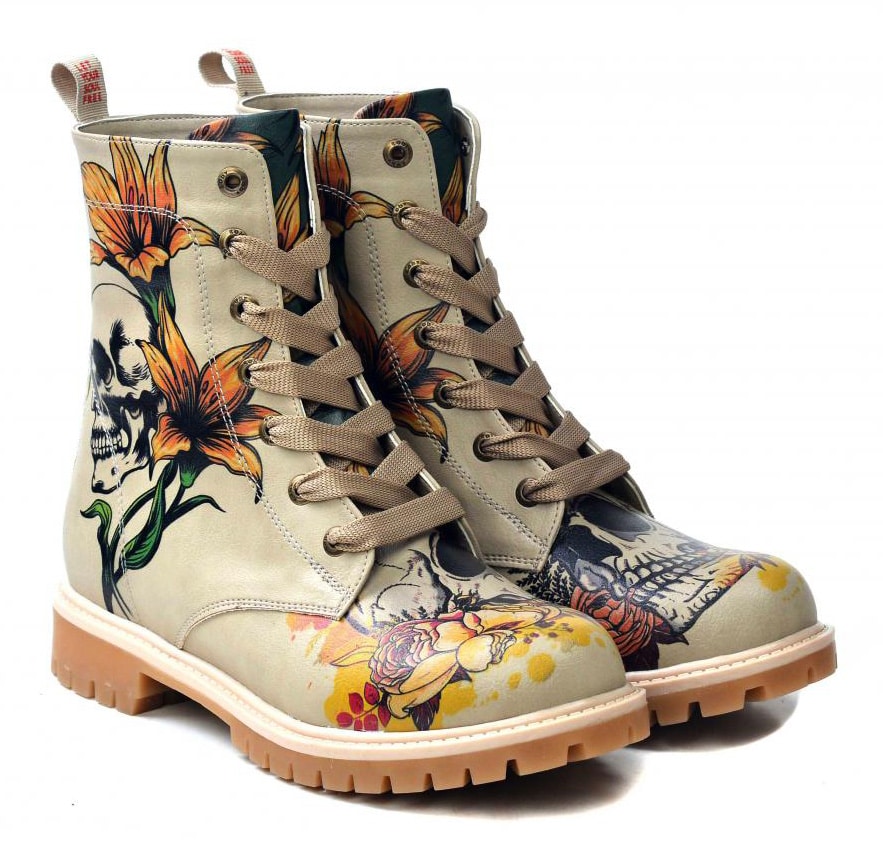 Goby béžové boty Lily Skull