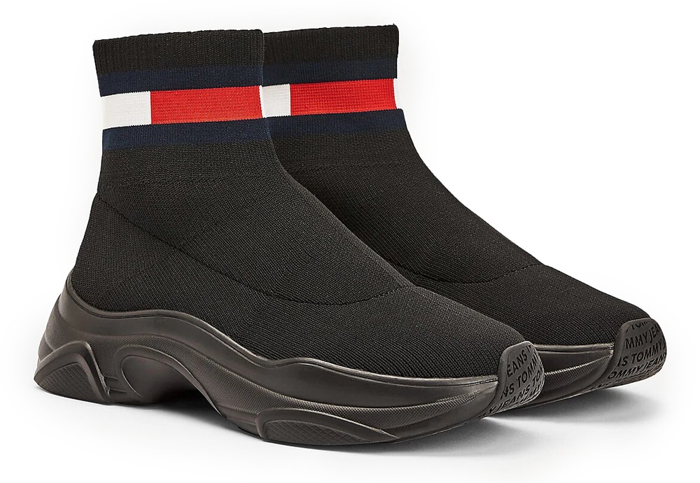 Tommy Hilfiger černé ponožkové tenisky Tommy Jeans Flat Sock