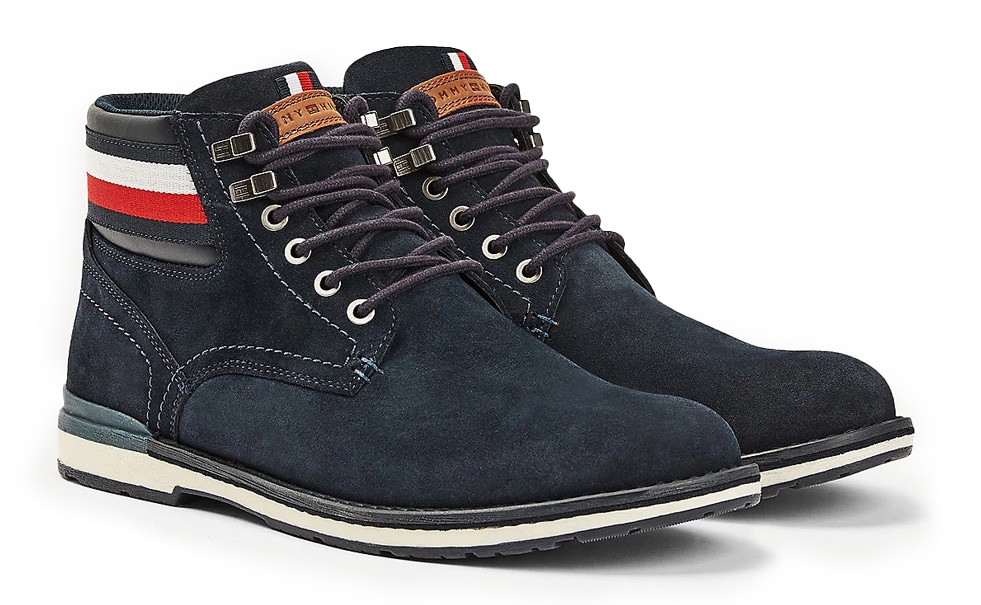 Tommy Hilfiger modré pánské kotníkové boty Outdoor Suede Hilfiger Boot Desert Sky