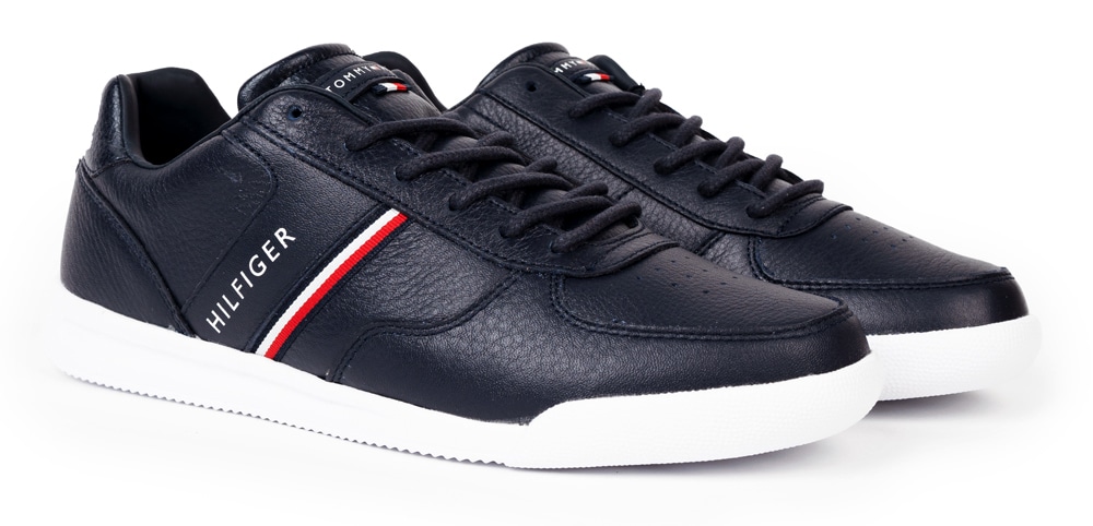 Tommy Hilfiger tmavě modré pánské kožené tenisky Lightweight Leather Mix Sneaker Desert Sky