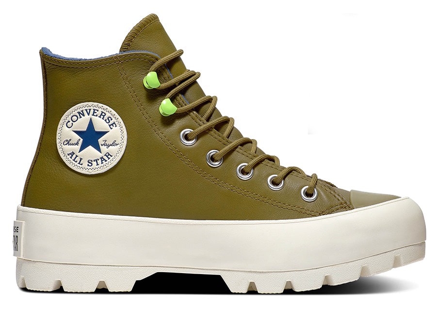 Converse gore-tex kožené tenisky na platformě Chuck Taylor All Star Lugged Winter Combat Green