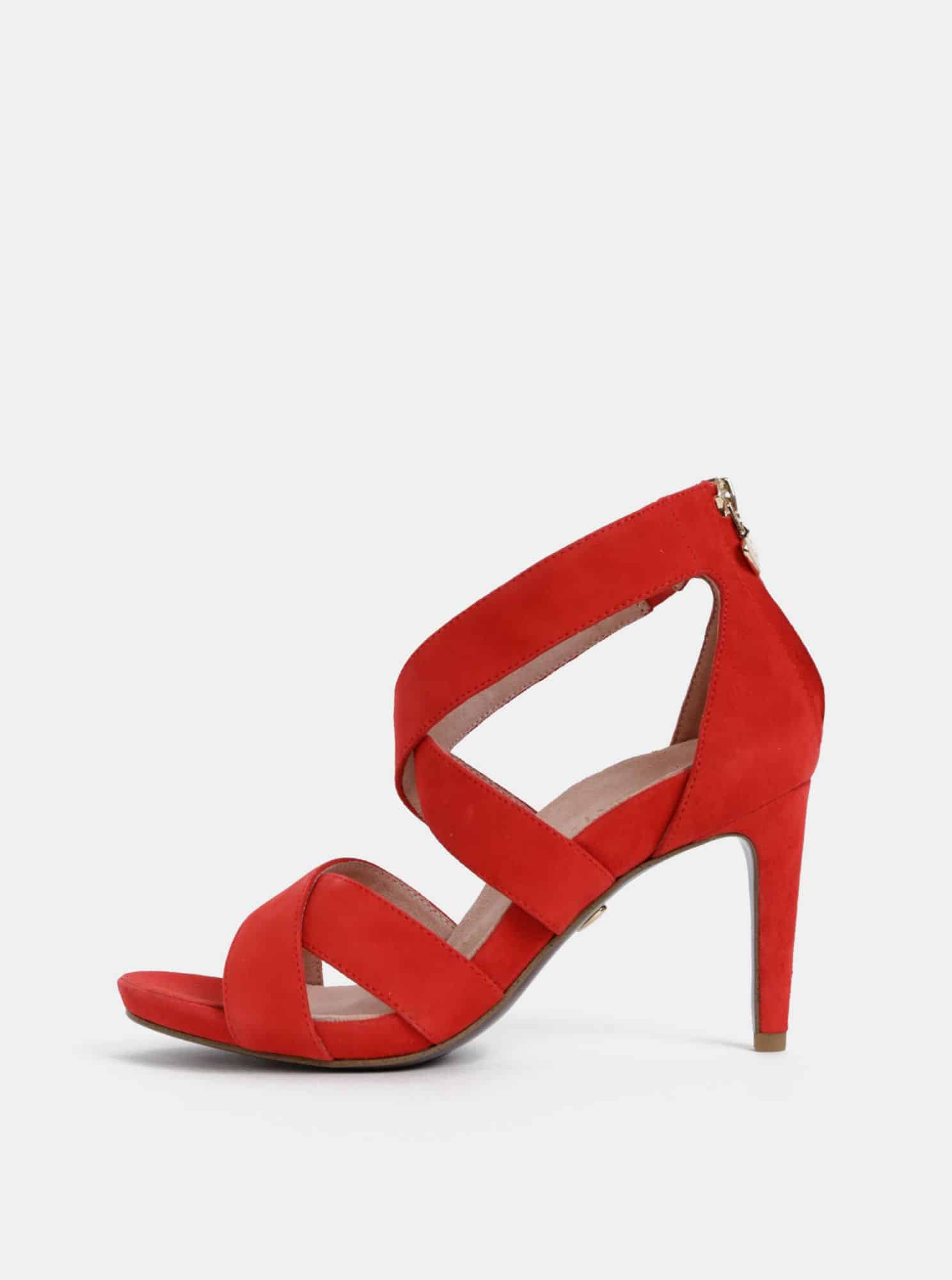 Tamaris červené semišové sandály na klínku