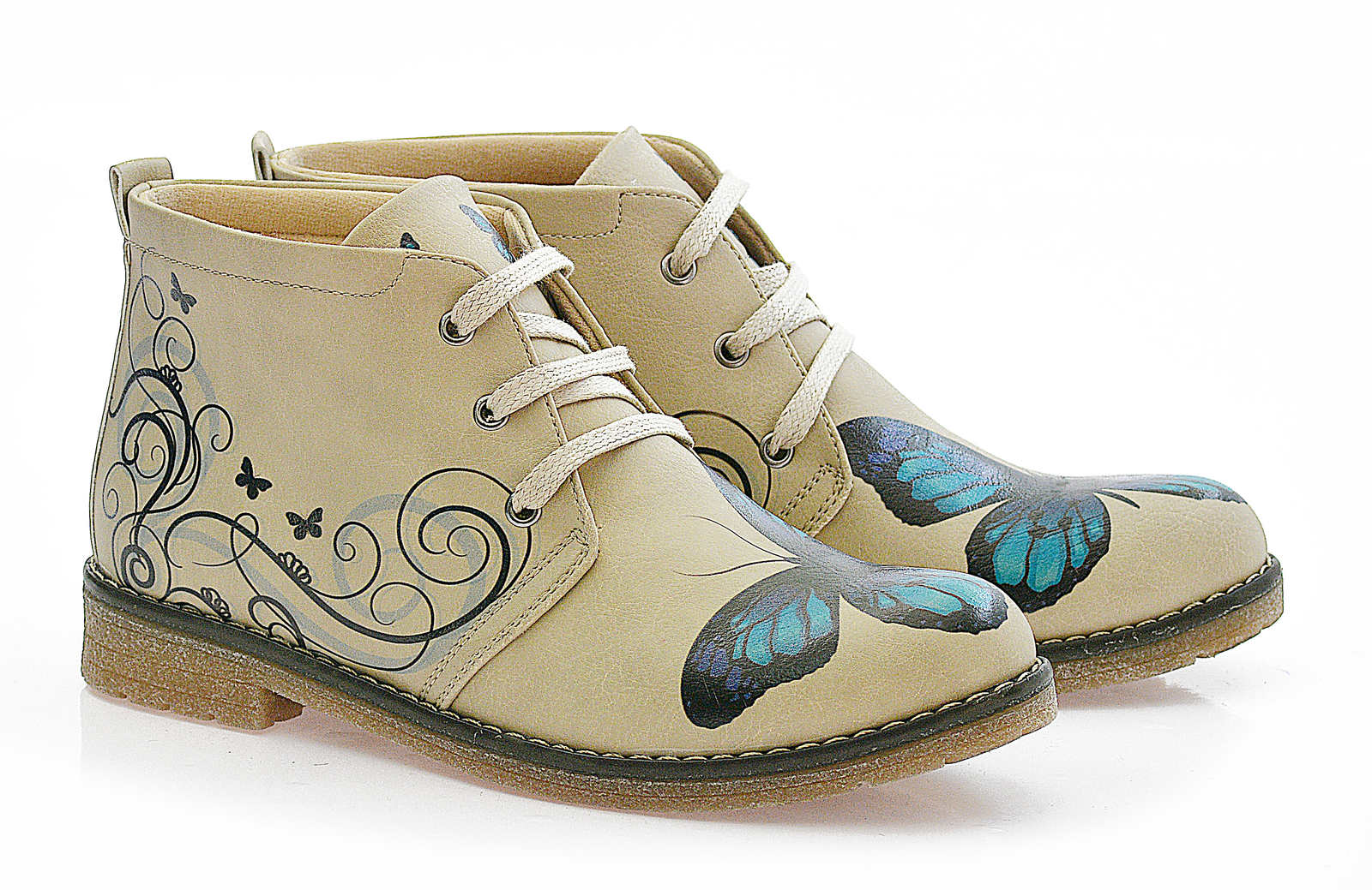 Goby béžové kotníkové boty Butterfly