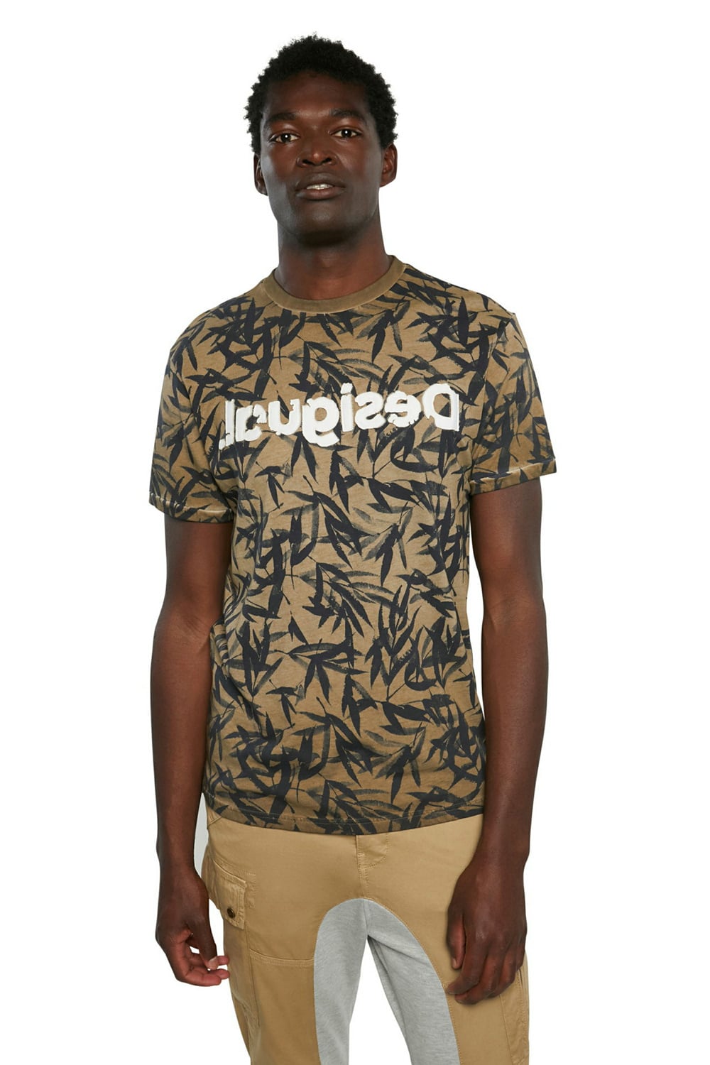 Desigual khaki pánské tričko TS Cesarion