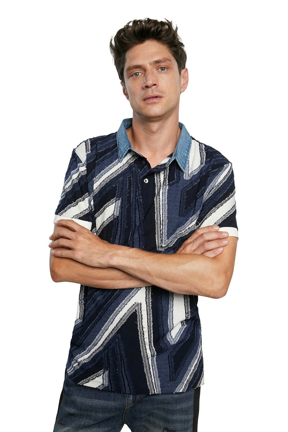 Desigual modré pánské tričko Polo Vincent