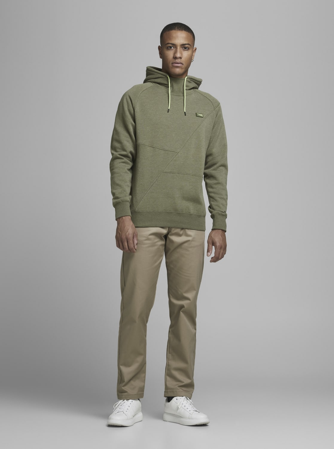 Jack & Jones khaki pánská mikina Ponn s kapucí