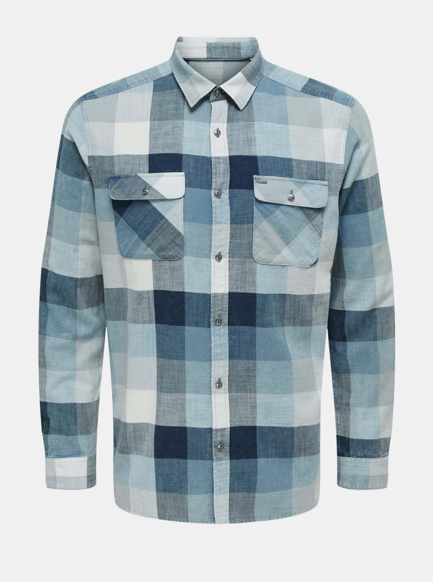 ONLY & SONS modrá kostkovaná košile