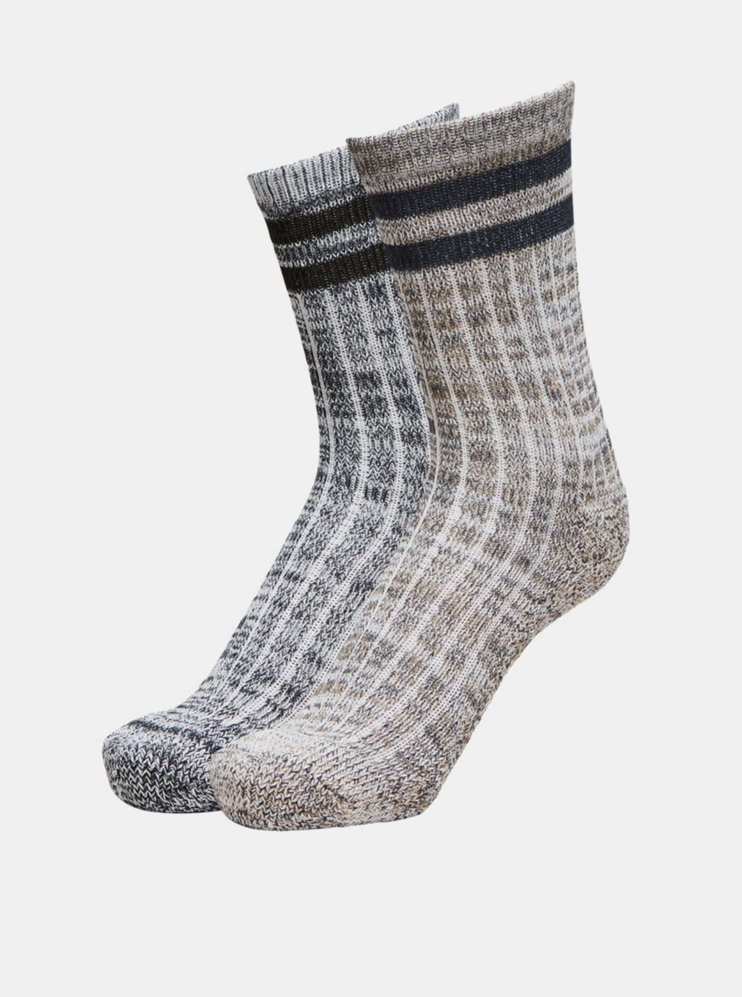 Selected Homme šedo-hnědý 2 pack ponožek