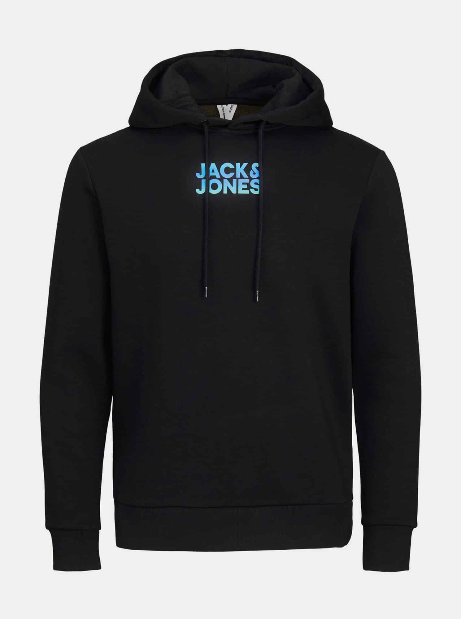 Jack & Jones černá pánská mikina s kapucí