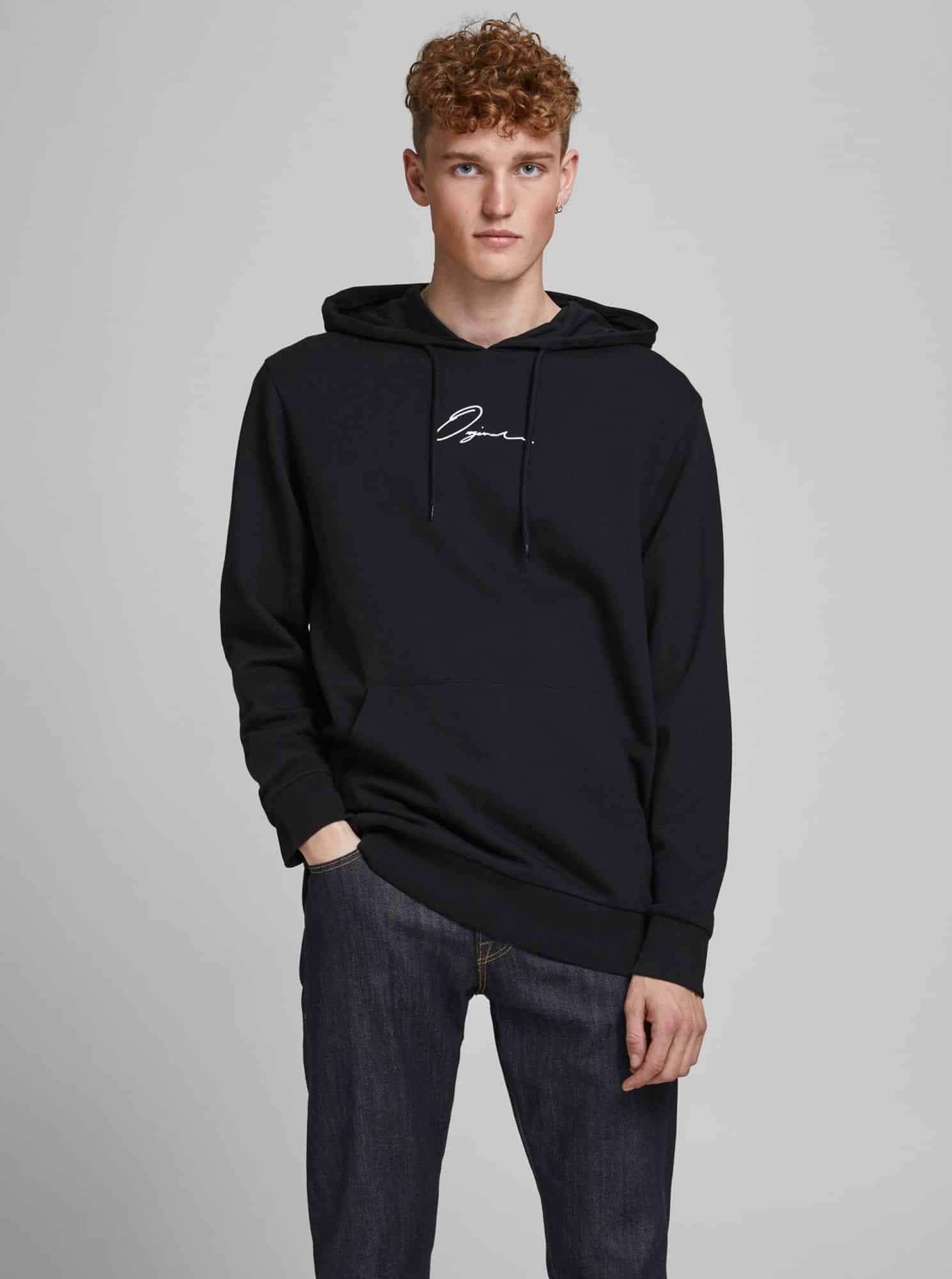 Jack & Jones černá pánská mikina s kapucí