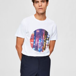 Selected Homme bílé pánské tričko s potiskem