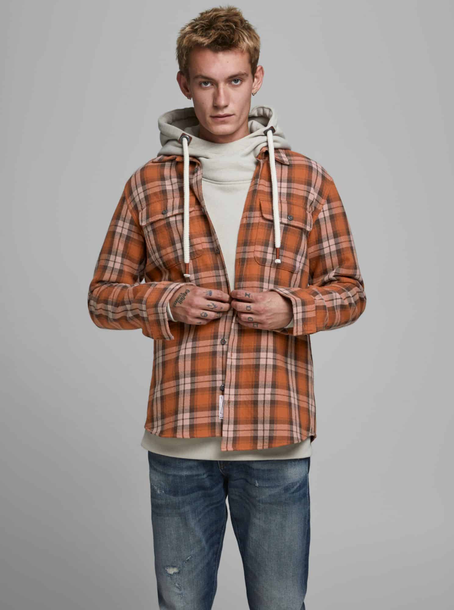 Jack & Jones oranžová kostkovaná košile
