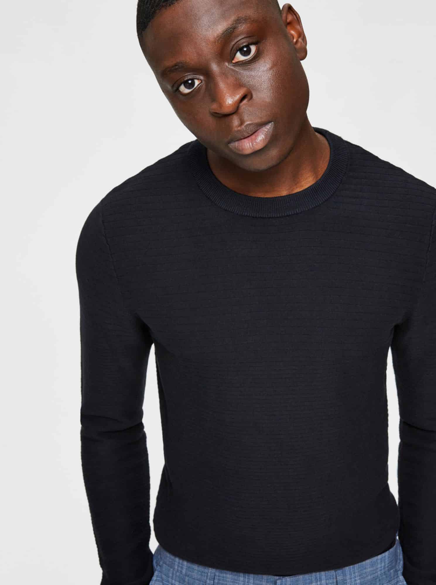 Selected Homme černý basic pánský svetr