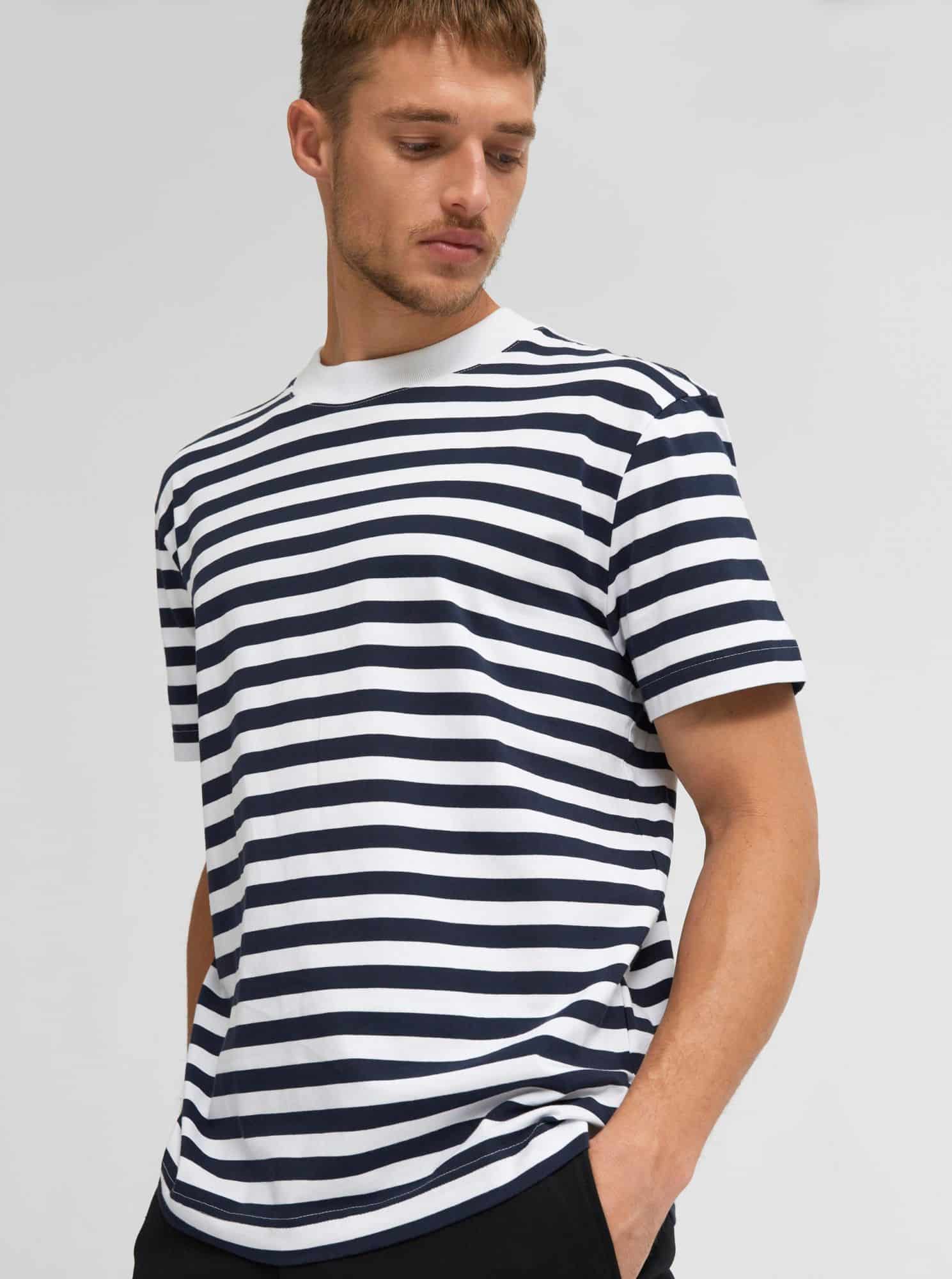 Selected Homme modro-bílé basic pánské tričko