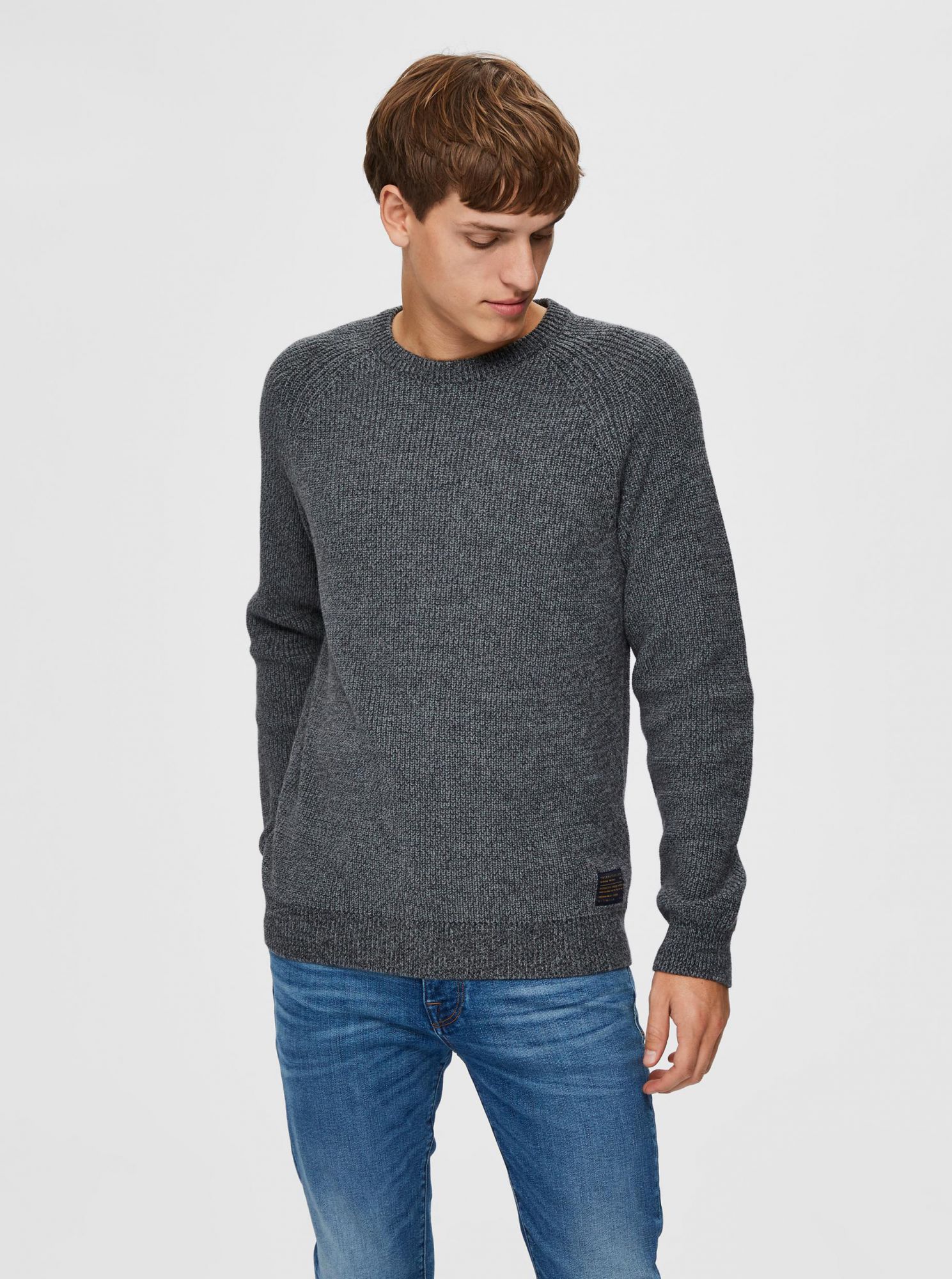 Selected Homme šedý pánský svetr