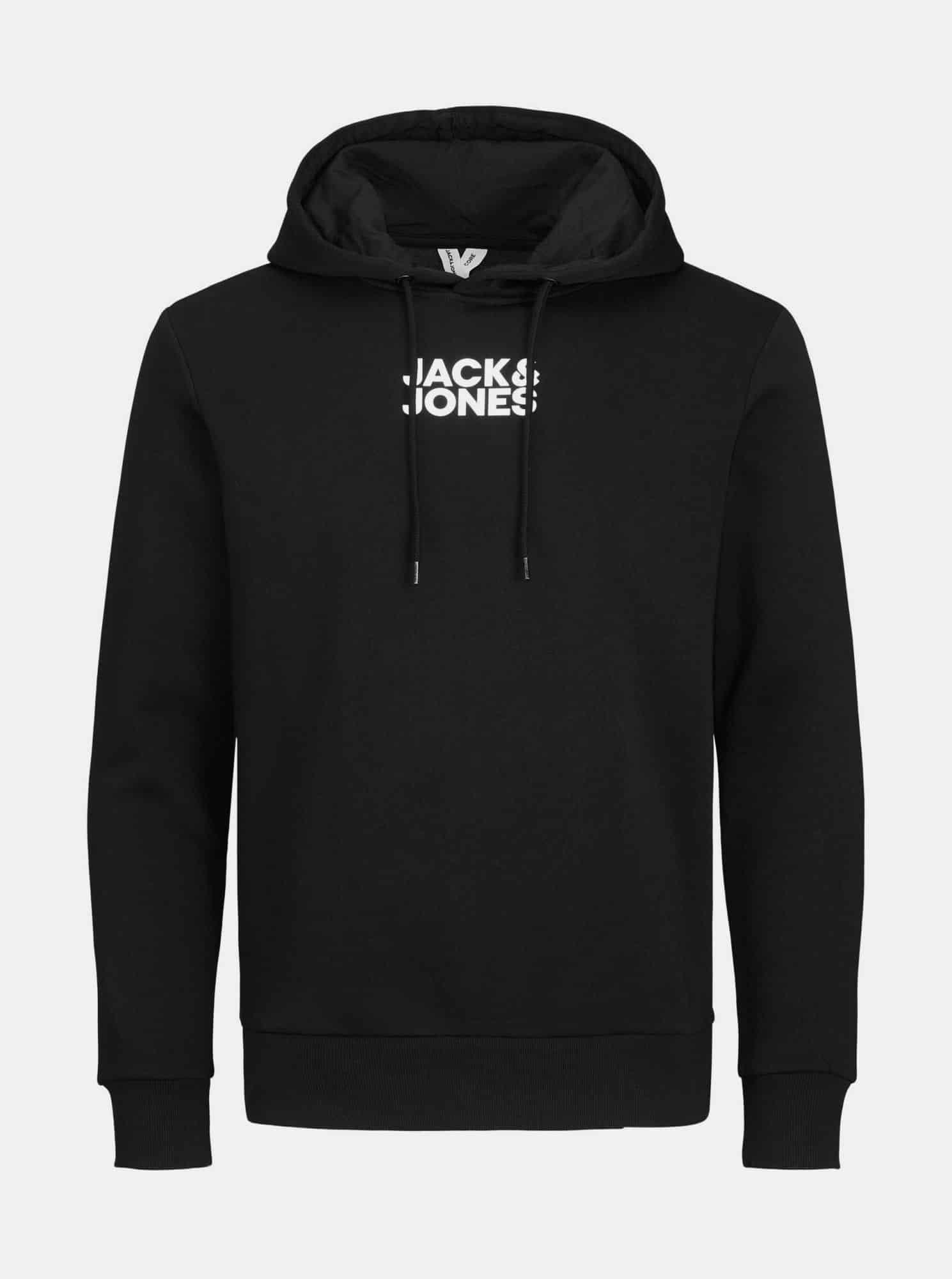 Jack & Jones černá pánská mikina s kapucí