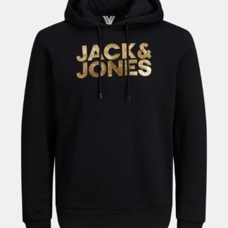 Jack & Jones černá pánská mikina s kapucí
