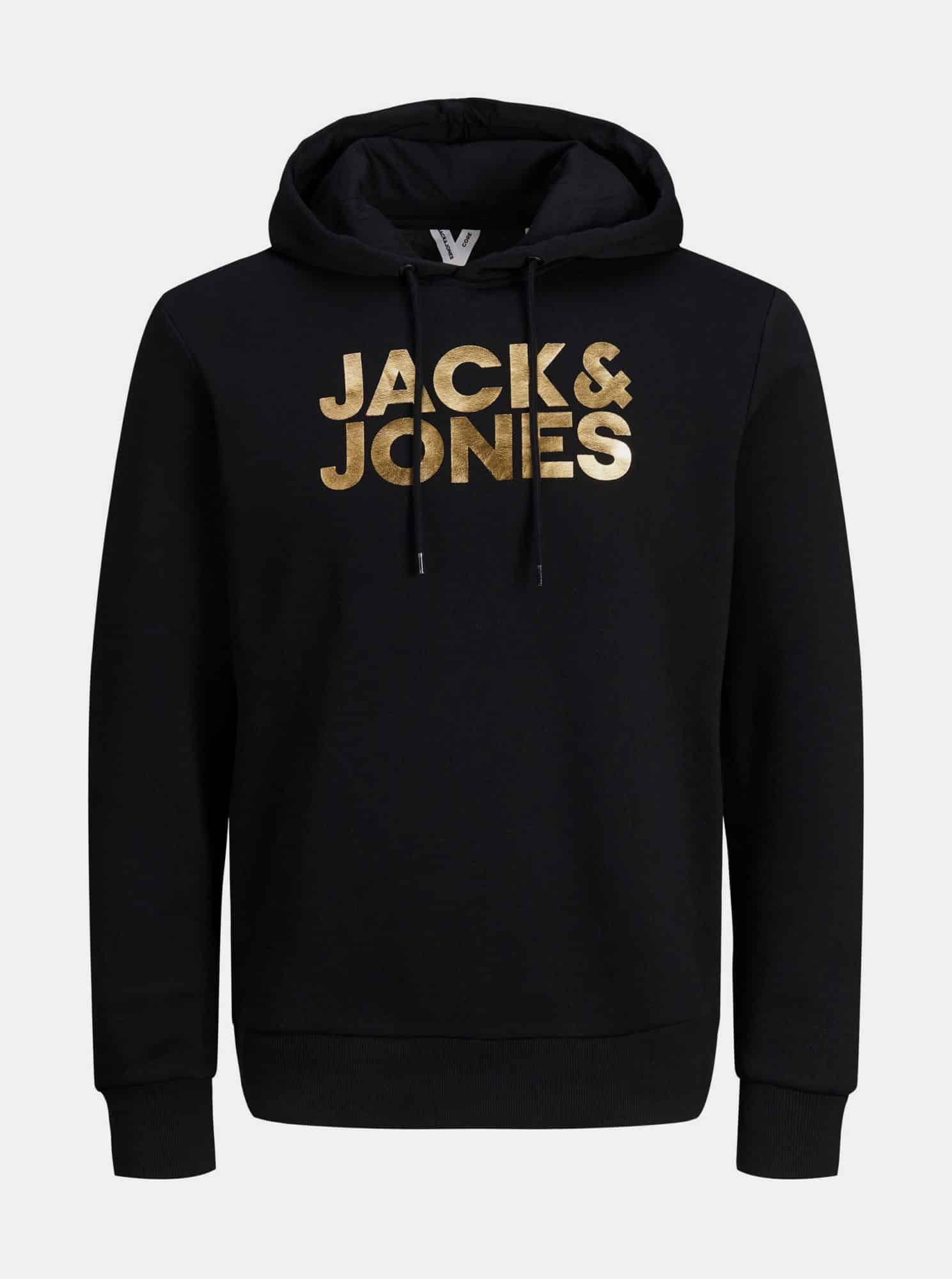 Jack & Jones černá pánská mikina s kapucí
