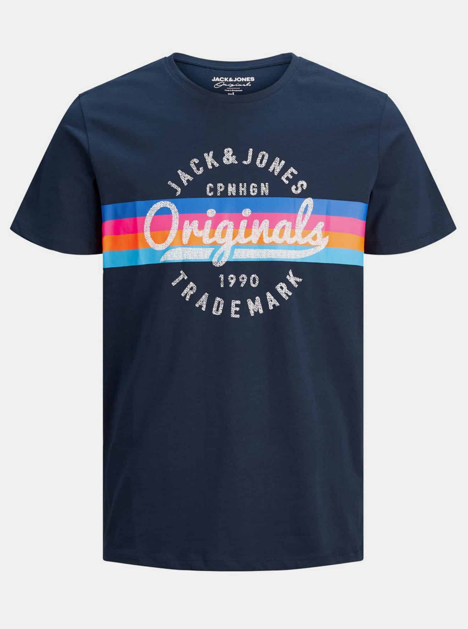 Jack & Jones tmavě modré pánské tričko s potiskem