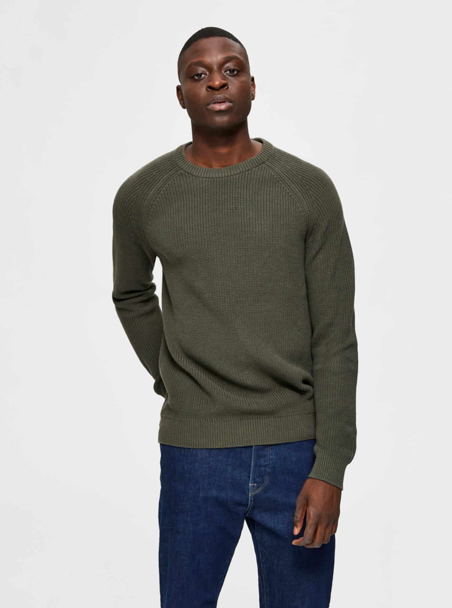 Selected Homme khaki pánský svetr