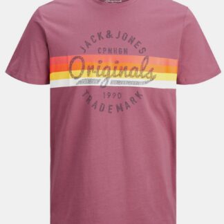 Jack & Jones růžové pánské tričko s potiskem