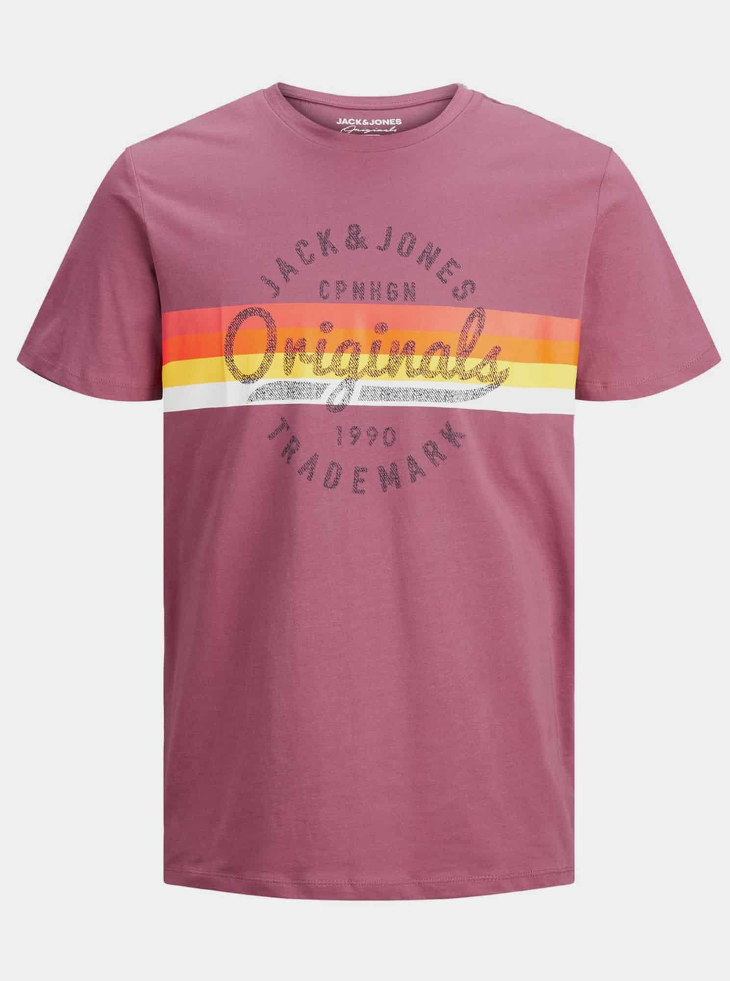 Jack & Jones růžové pánské tričko s potiskem