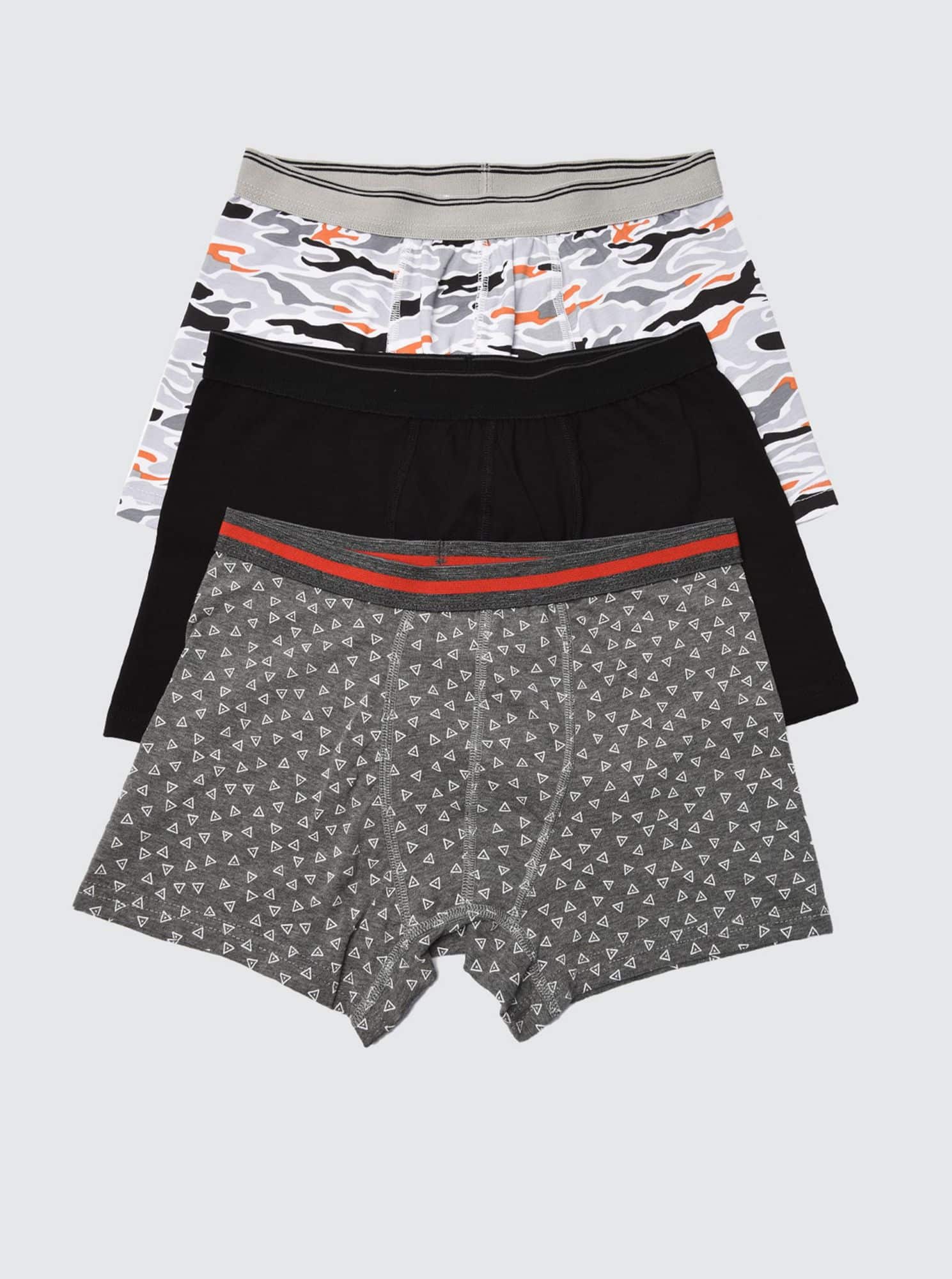 Trendyol 3 pack boxerek v černé a šedé barvě