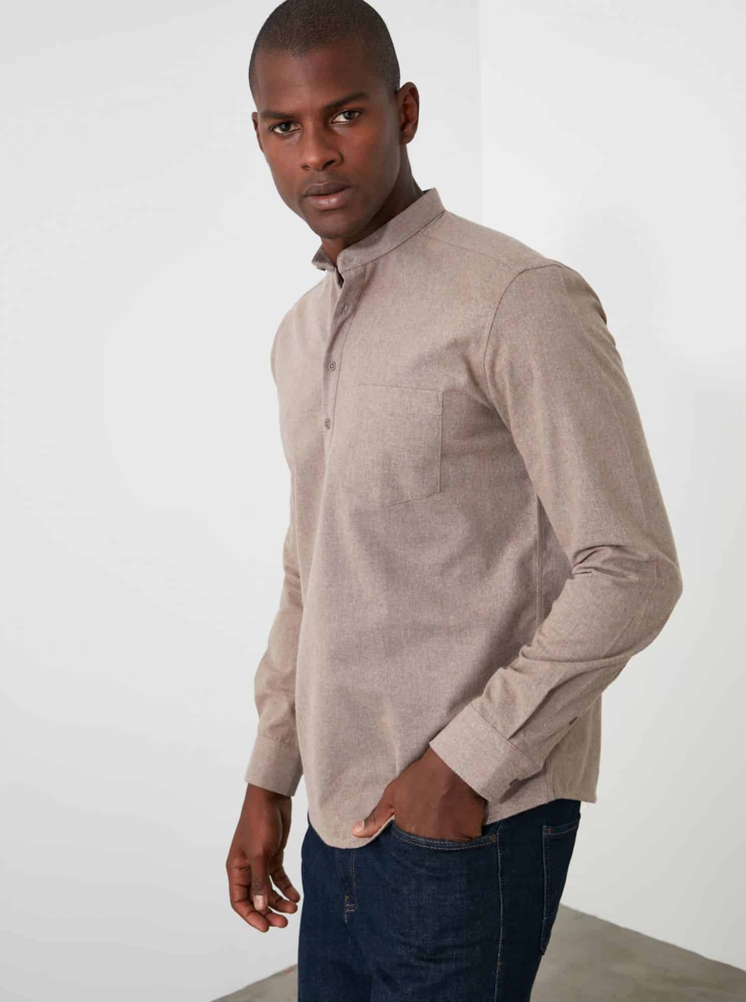 Trendyol béžová pánská košile