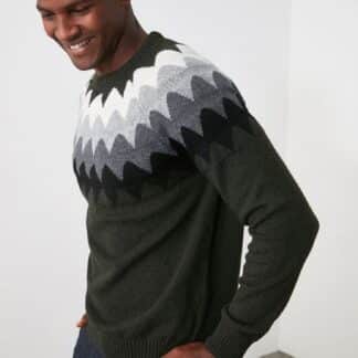 Trendyol tmavě zelený pánský svetr