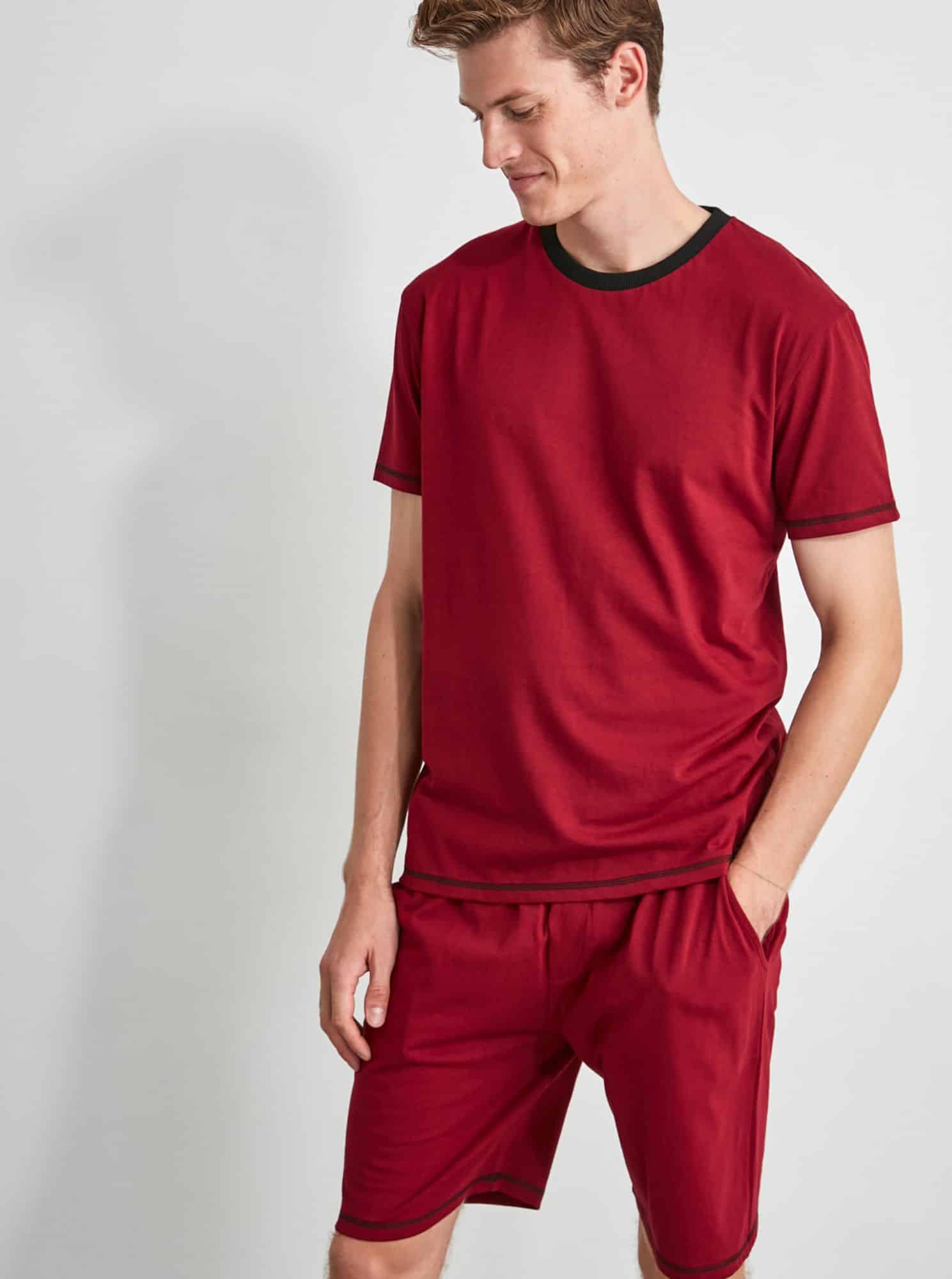 Trendyol vínové pánské pyžamo