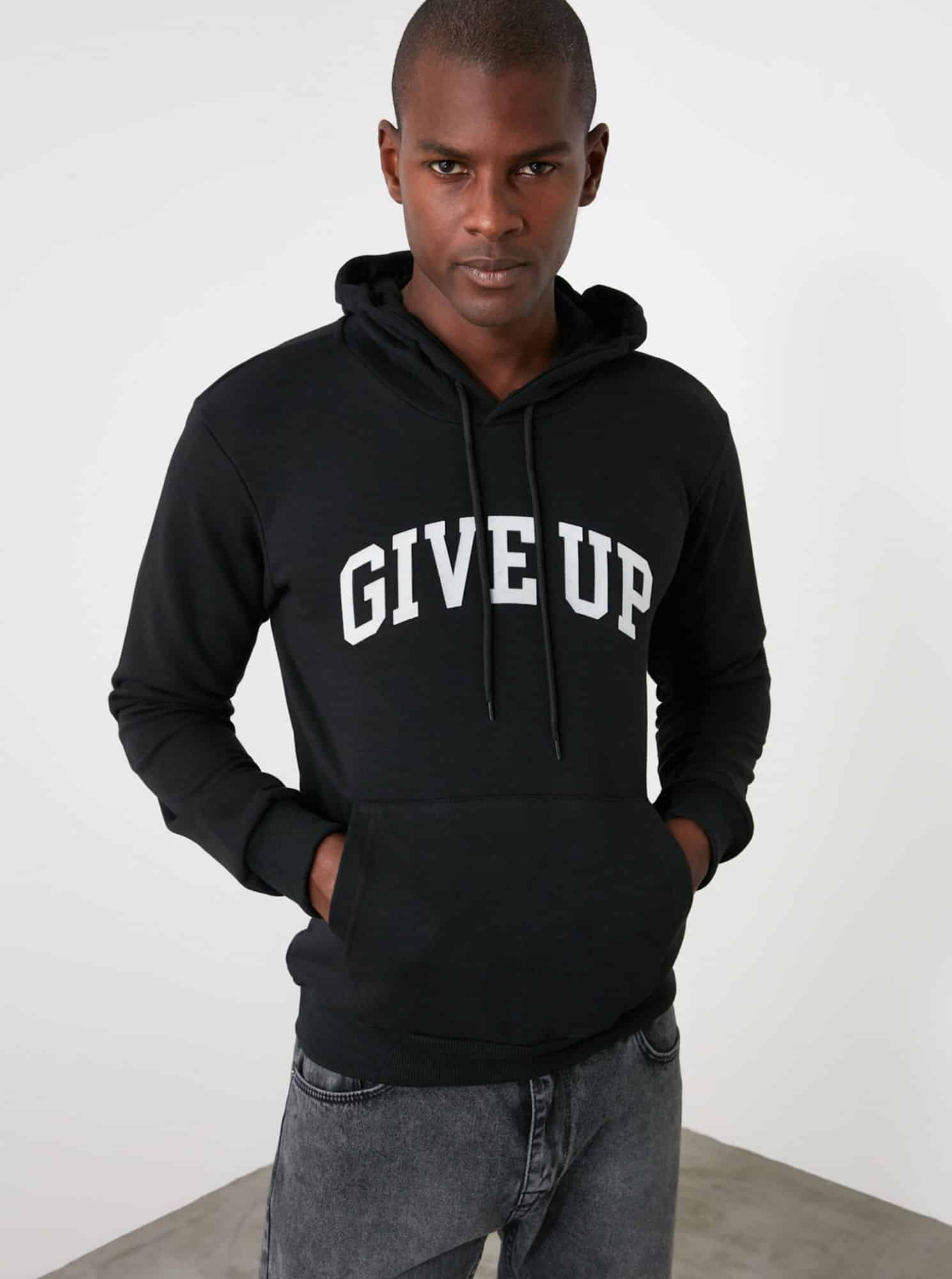 Trendyol černá pánská mikina