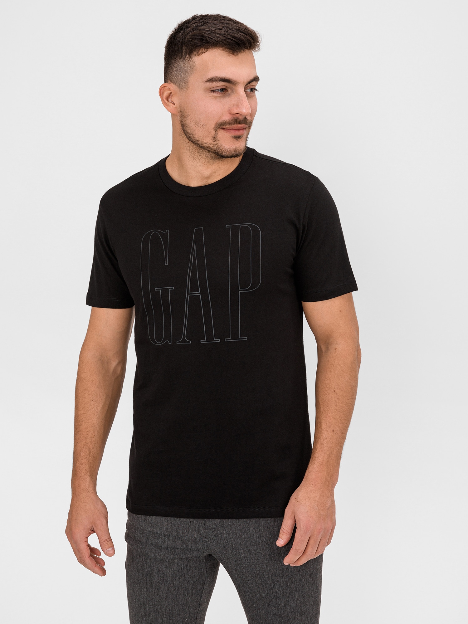 GAP černé pánské tričko s logem