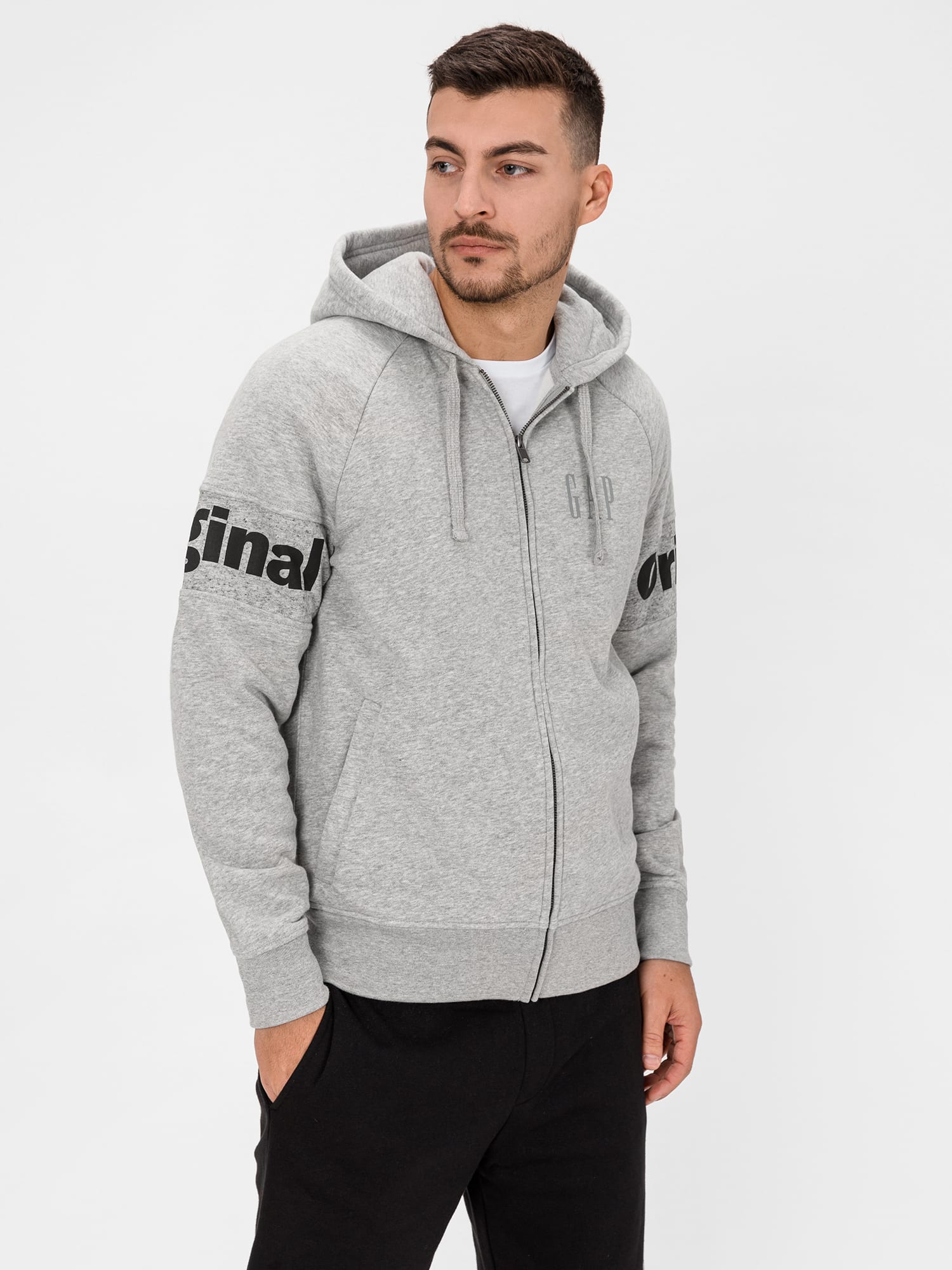 GAP šedá pánská mikina s kapucí