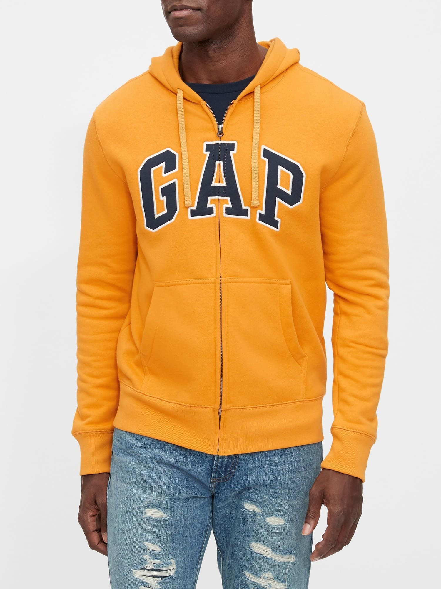 GAP žlutá pánská mikina s kapucí