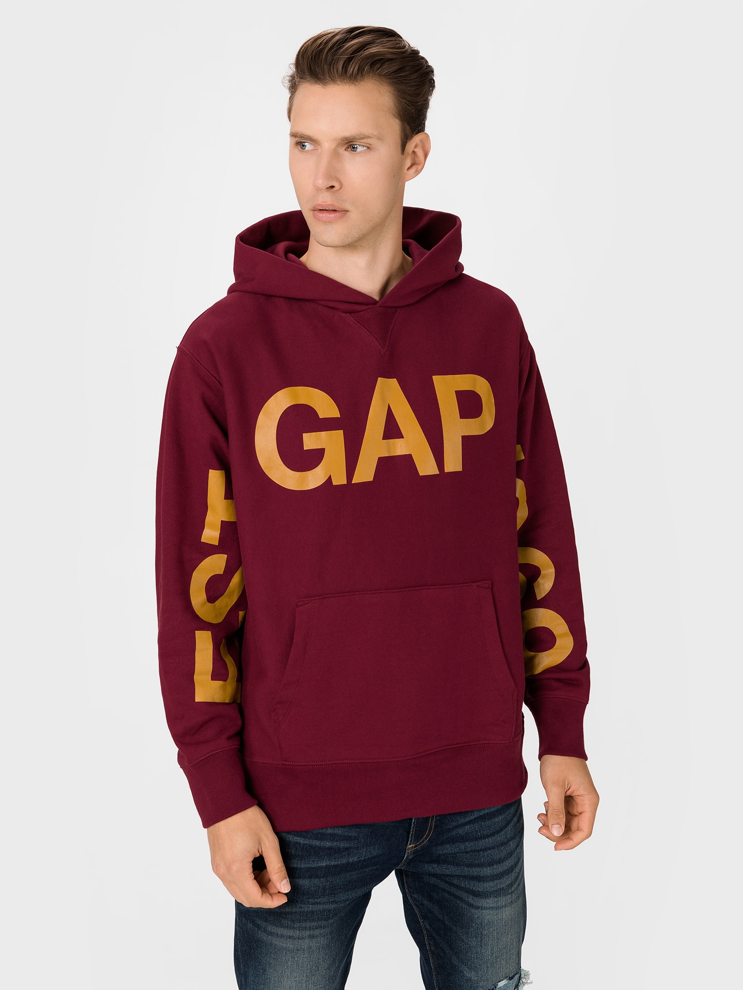 GAP bordová pánská mikina s kapucí